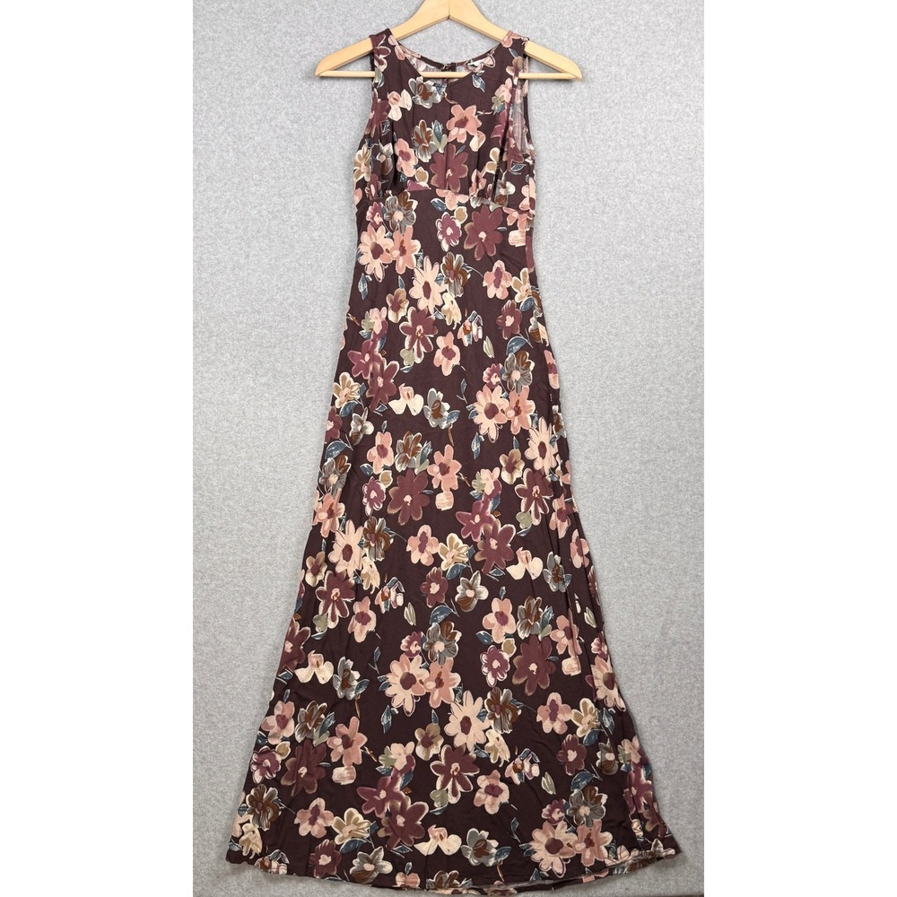 Vintage Rampage r-wear Maxi Dress Womens 5 Plum Purple Floral Sleeveless 90s Y2K